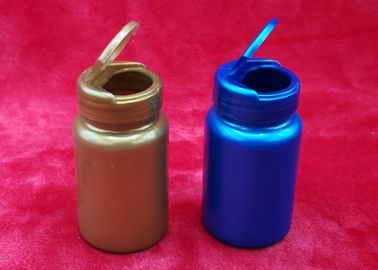 100ml garrafas plásticas redondas azuis, aleta - o tampão superior coloriu garrafas de comprimido